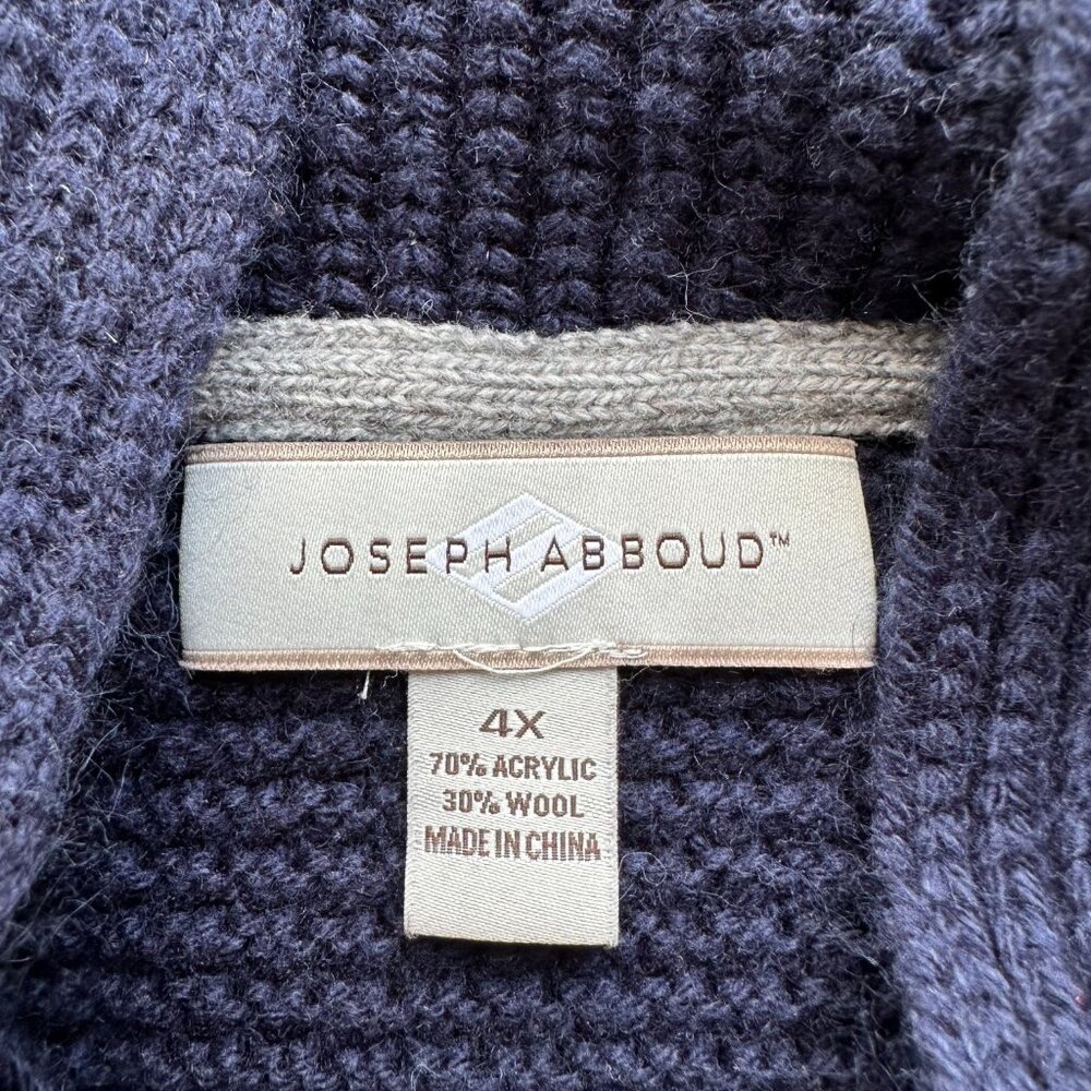 Joseph Abboud Sweater Mens 4X Wool Blend Cowl Neck Navy Blue Pullover Cableknit - Picture 3 of 10